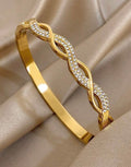 18K Gold Plated Stainless Steel Elegant Zirconia Twist Bracelet
