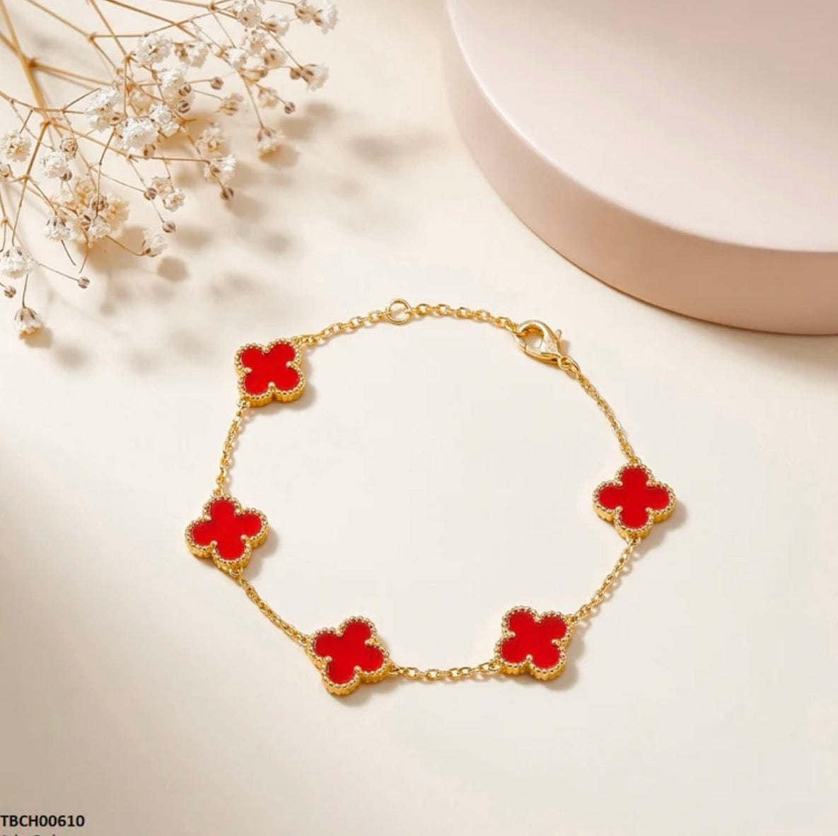 Red- Cleef Chain Bracelet