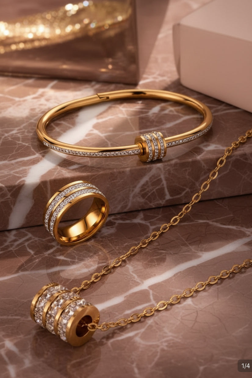 3pcs Titanium Steel Jewellery Set, Fashion Everyday Versatile