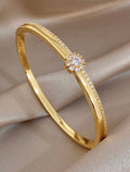 Anti-Fading Luxury Round Zirconia Bangle Bracelet