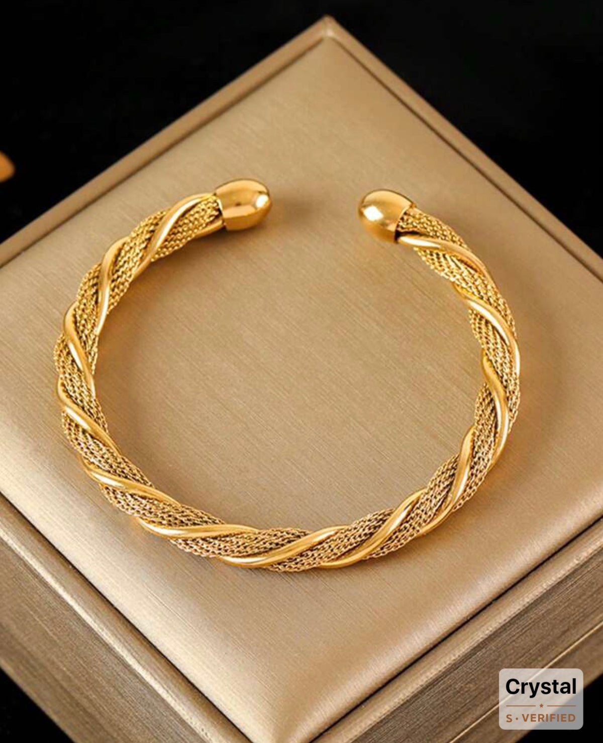 Twisted Stainless Steel Gold Bracelet| 18K Gold-Plated