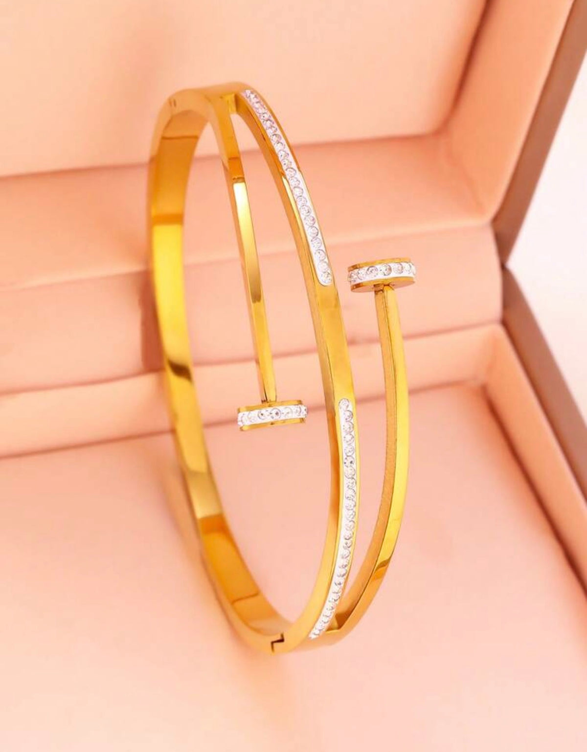 Gold Zirconia Inlaid Bracelet| Stainless Steel