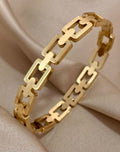 Luxury Elegant Gold Plated Stainless Steel Minimalist Bangle Bracelet
