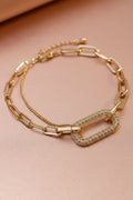 Elegant Geometric Shape Rhinestone Inlaid Chain Bracelet