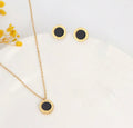 1set Fashionable Stainless Steel Roman Numeral Necklace And Earrings Set For Women