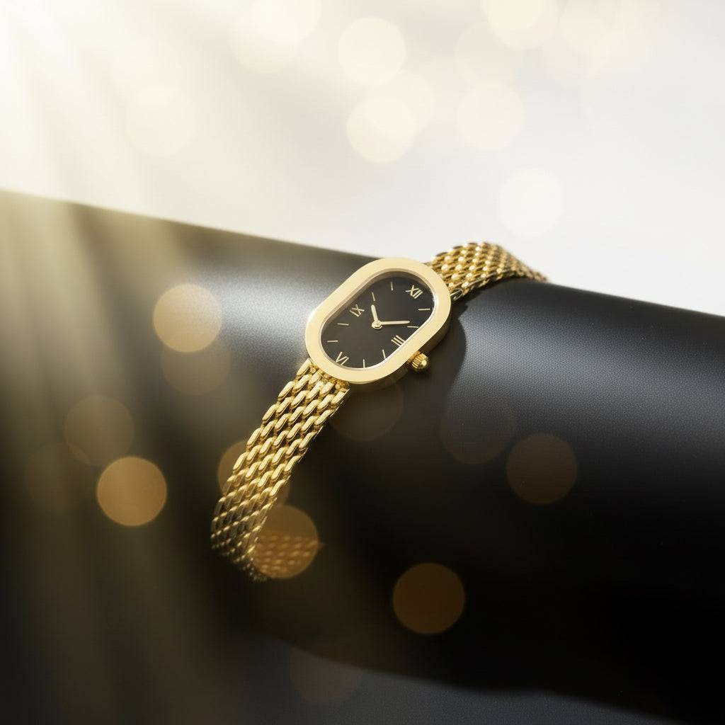 Watch Style Mesh Bracelet ~ 18K Gold Plated | Stainless Steel
