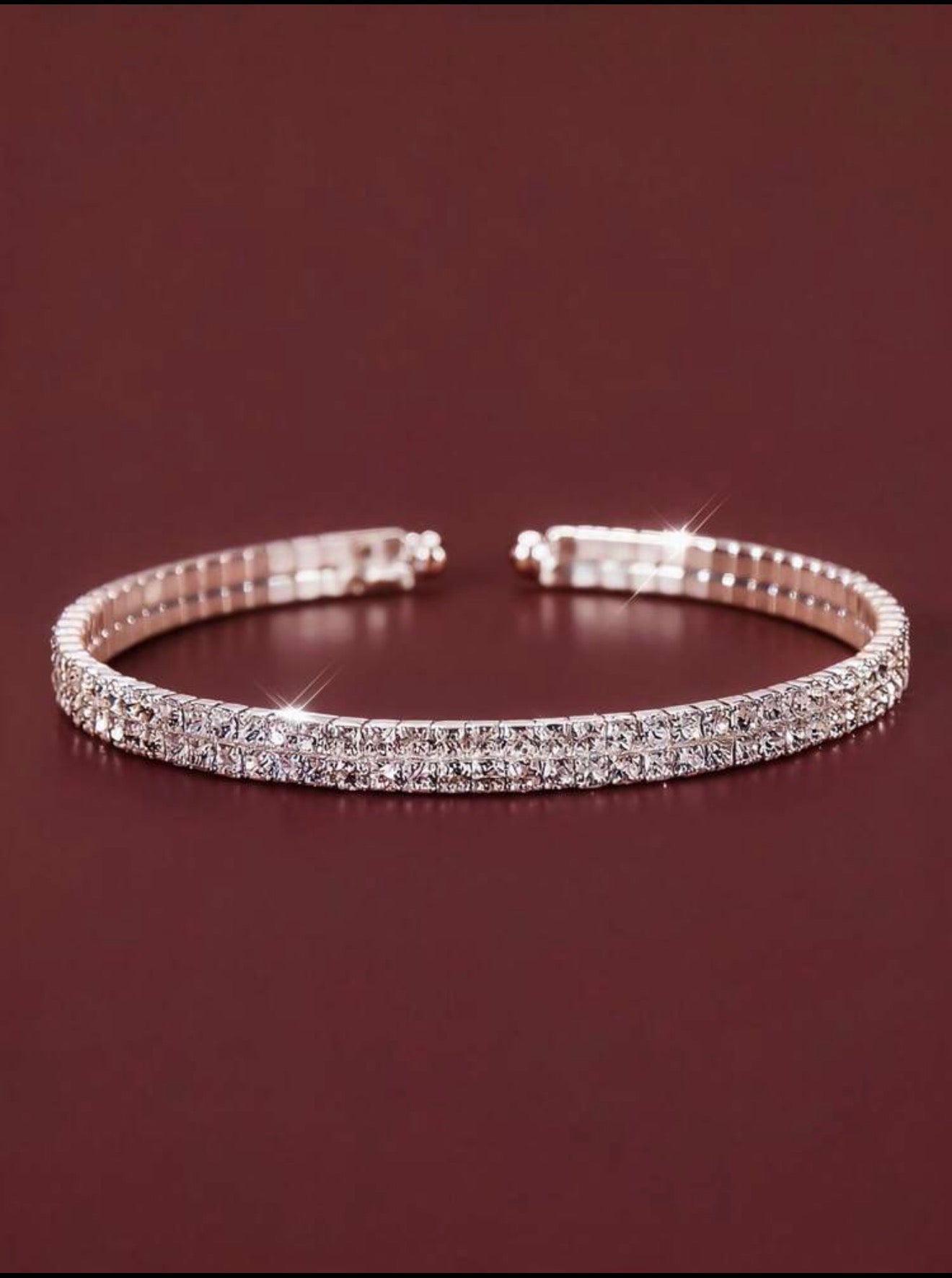 1pc Fashionable Fully Rhinestone Decor Bracelet For Women, Daily Wear/Party Accessory