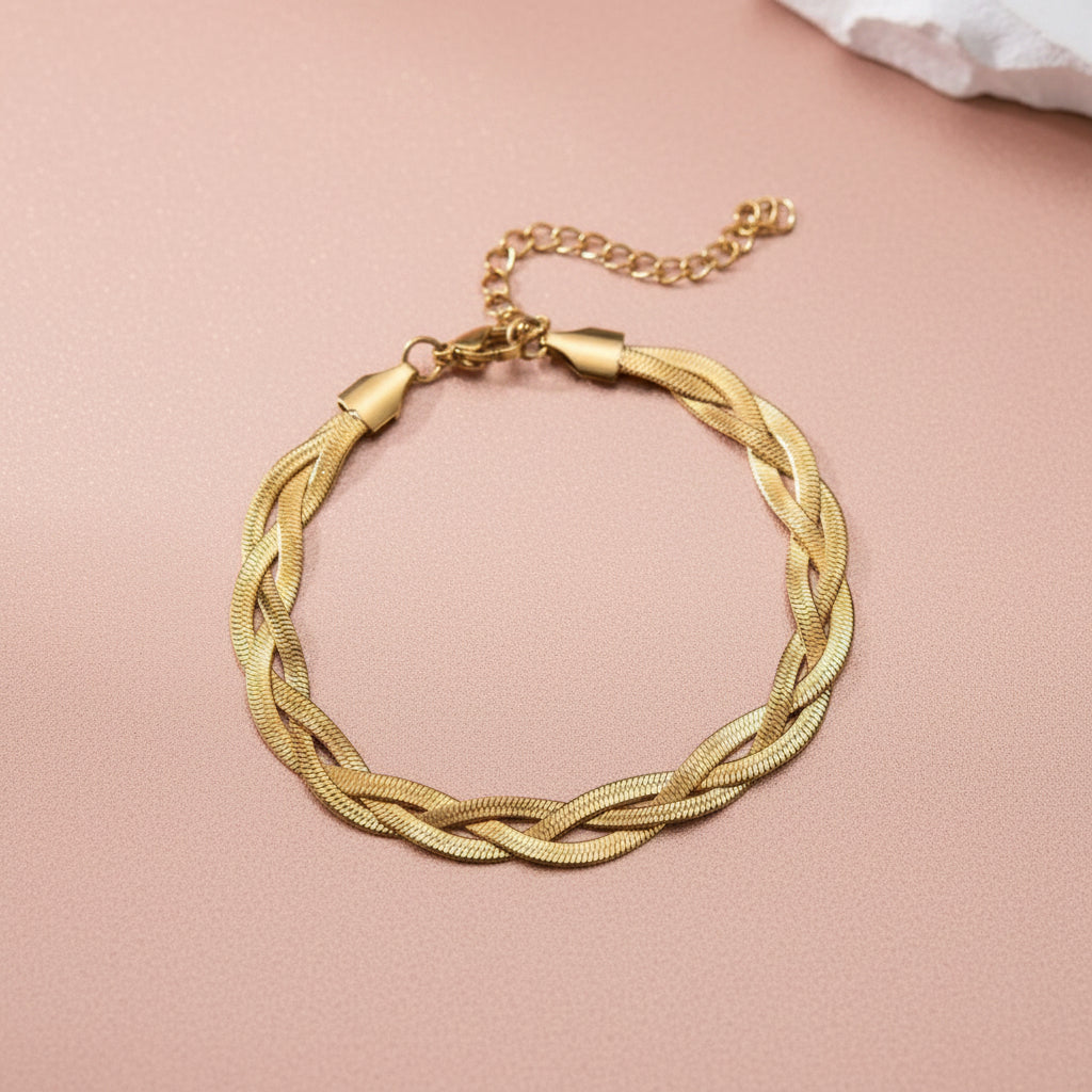 Stainless Steel 3-Layer Braided Casual Bracelet